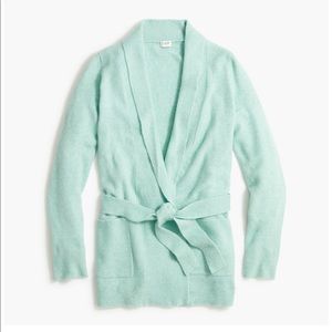 NWT J. Crew Wintergreen Teal Wrap Cardigan Belted Sweater S